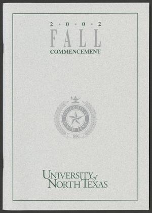 [Commencement Program for University of North Texas, December 14, 2002]