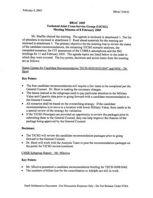 Technical Cross-Service Group - Meeting Minutes for February 8, 2005