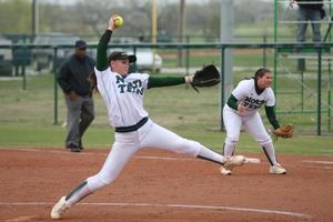 [North Texas softball player pitches during a game, 4]