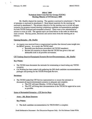 Technical Cross-Service Group - Meeting Minutes for February 10, 2005