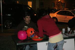 [Photograph of UNT students at Fright Fest booth]