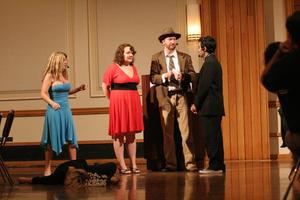 [Photograph of five performers at murder mystery dinner 2]