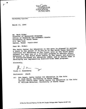 [Letter from Vicki J. Rosenberg to Mark Elder, March 13, 1990]