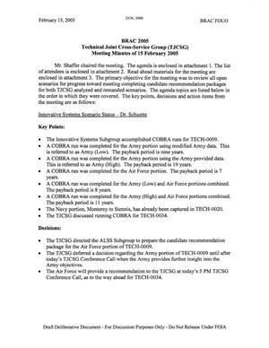 Technical Cross-Service Group - Meeting Minutes for February 15, 2005