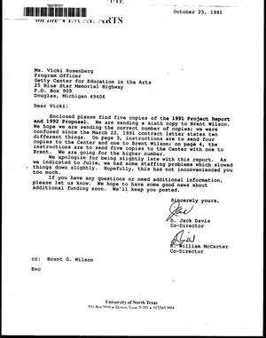 [Letter from D. Jack Davis and R. William McCarter to Vicki Rosenberg, October 25, 1991]