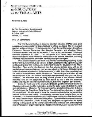 [Letter from R. William McCarter and D. Jack Davis to Tim Sonnenberg, November 9, 1992]