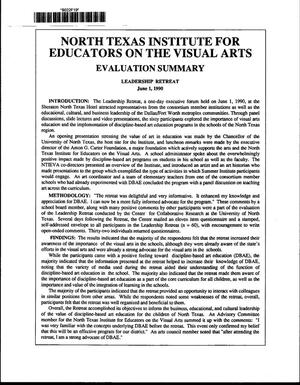 [North Texas Institute for Educators on the Visual Arts Evaluation Summary]