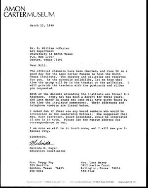 [Letter from Melinda M. Mayer to R. William McCarter, March 23, 1990]