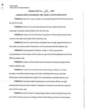 Executive Correspondence – Resolution No. 04-2005 dtd 06/09/2005 from the Association of Counties in Eastern New Mexico