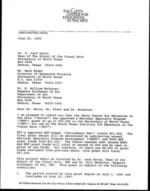 [Letter from Leilani Lattin Duke to D. Jack Davis , R. William McCarter and Mark Elder, June 25, 1996]