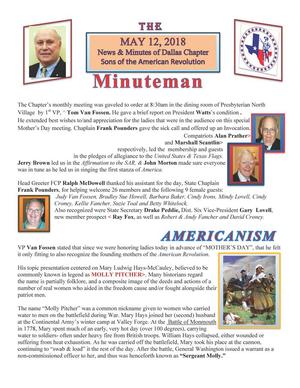[Minutes of Dallas Chapter, Sons of the American Revolution, May 12, 2018]