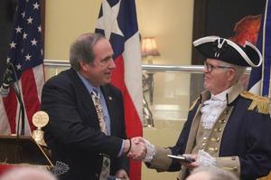 [Mike Petridis presents award to Robert Kittrell at TXSSAR Dallas Chapter meeting, 2]