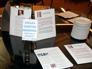 [Obituary table at TXSSAR Dallas Chapter meeting]
