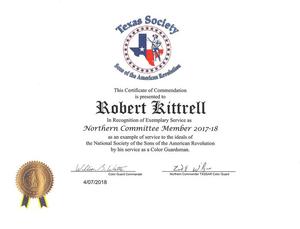 [Certificate of Commendation to Robert Kittrell]