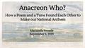 Primary view of Anacreon Who? How a Poem and a Tune Found Each Other to Make our National Anthem [Presentation]