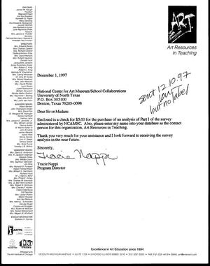 [Letter from Tracie Nappi to the NCAMSC, December 1, 1997]