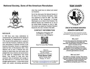 [Pamphlet: Texas Society, Sons of the American Revolution Arlington Chapter #7, b&w]