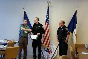 [Officer Clayton Wolf receives award at June 13, 2015 TXSSAR Arlington Chapter meeting]
