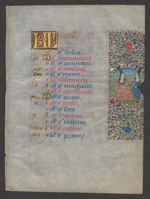 [French Book of Hours Liturgical Calendar, April, Late 15th Century]