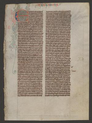 Primary view of [Bible Leaf with Text from 1st Maccabee, 13th Century]