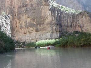 [People canoe in Big Bend canyon mouth, 4]