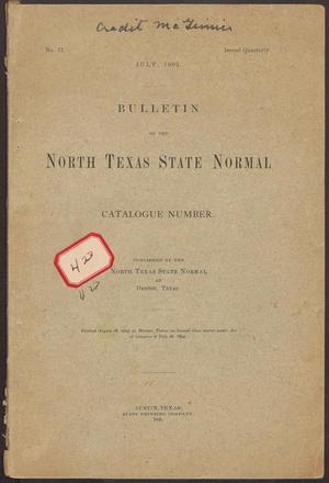 Catalog of North Texas State Normal College: July 1905