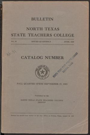 Primary view of object titled 'Catalog of North Texas State Teachers College: 1929-1930'.