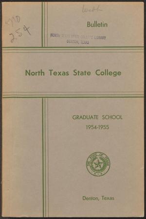 Primary view of object titled 'Catalog of North Texas State College: 1954-1955, Graduate'.