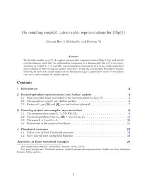 Primary view of object titled 'On counting cuspidal automorphic representations for GSp(4)'.