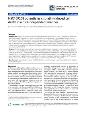 Primary view of object titled 'NSC109268 potentiates cisplatin-induced cell death in a p53-independent manner'.