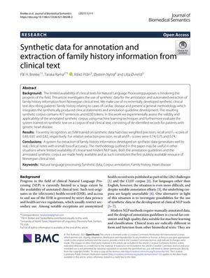 Synthetic data for annotation and extraction of family history information from clinical text