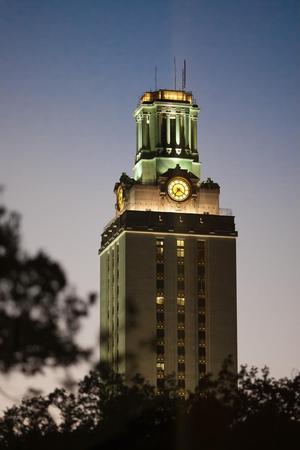 [University of Texas Tower at dusk]