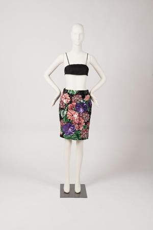 Floral sequined skirt