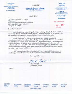 Letter from Senator Mike DeWine to Chairman Anthony J. Principi dtd 15 July 2005
