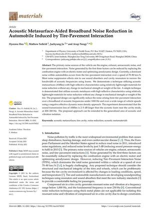 Primary view of object titled 'Acoustic Metasurface-Aided Broadband Noise Reduction in Automobile Induced by Tire-Pavement Interaction'.