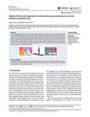 Additive friction stir deposition: a deformation processing route to metal additive manufacturing