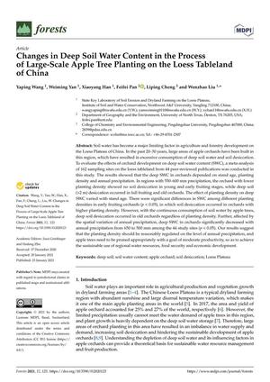 Changes in Deep Soil Water Content in the Process of Large-Scale Apple Tree Planting on the Loess Tableland of China