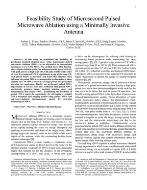 Feasibility Study of Microsecond Pulsed Microwave Ablation Using a Minimally Invasive Antenna