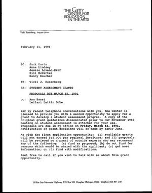 [E-mail from Vicki Rosenberg to art educators, February 11, 1991]