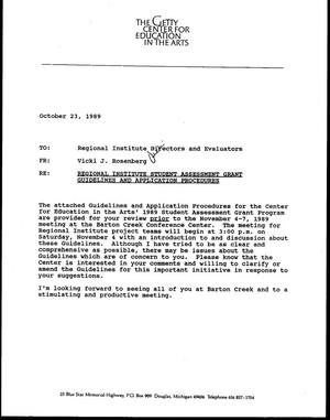 [Letter from Vicki Rosenberg to Regional Institute Directors and Evaluators, October 23, 1989, with attachment]