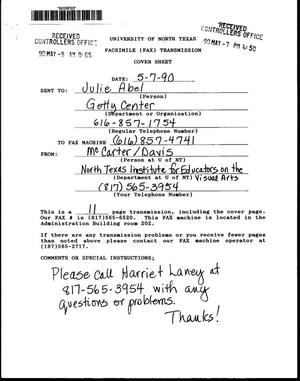[Fax cover sheet sent by McCarter and Davis to Julie Abel, May 7, 1990]