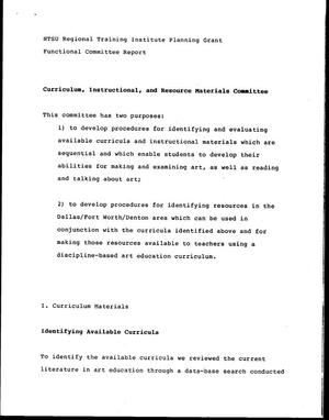 Primary view of object titled 'NTSU Regional Training Institute Planning Grant Functional Committee Report'.