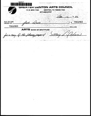 [Fake check from Mary L. Isham to D. Jack Davis, December 12, 1986]
