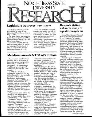 [North Texas State University research newsletter, Summer 1987]