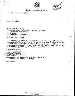 [Letter from Mark Elder to Vicki Rosenberg, June 15, 1988]
