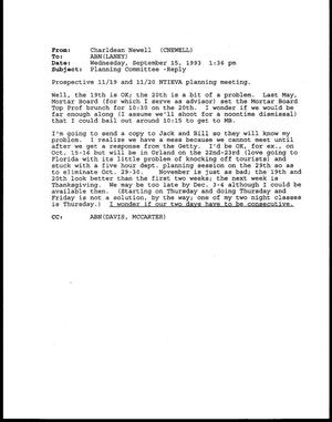 [E-mail from Charldean Newell to Harriet Laney, September 15, 1993]
