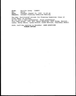 [E-mail from Harriet Laney to D. Jack Davis, August 31, 1993]