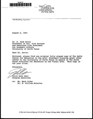 [Letter from Julie Anne Abel to D. Jack Davis, August 9, 1993]