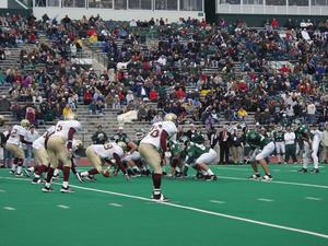 [UNT and ULM players in position during 2002 Homecoming game, 1]