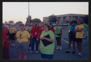 [Morning ceremonies volunteer gathering: Lone Star Ride 2002 event photo]